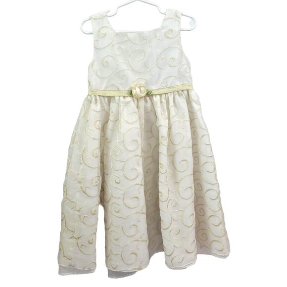 Youngland Other - Girls Youngland White and Gold‎ Sheer Multi-layered Dress Size 5
